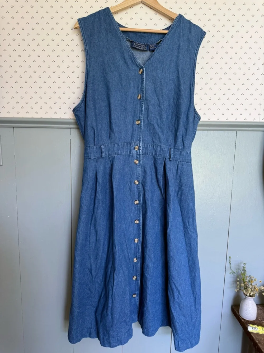 Vintage Jumper Dress Classic Denim Button-Front Dress - Picture 1 of 7
